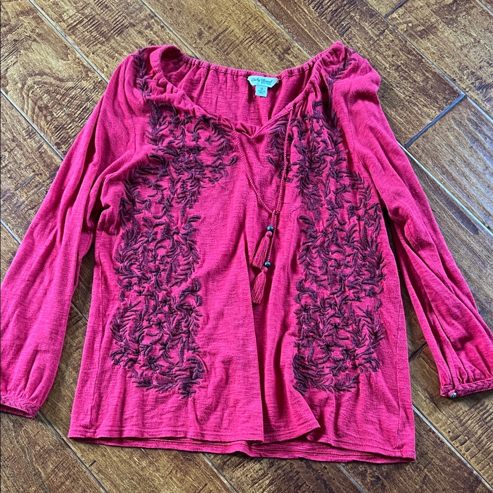 Lucky Brand Crimson Textured Blouse